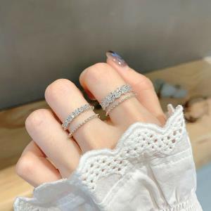 Double Layer Rhinestone Gold Bow Ring