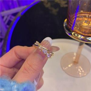 6 Pcs Full Crystal Circle Geometric Ring Set