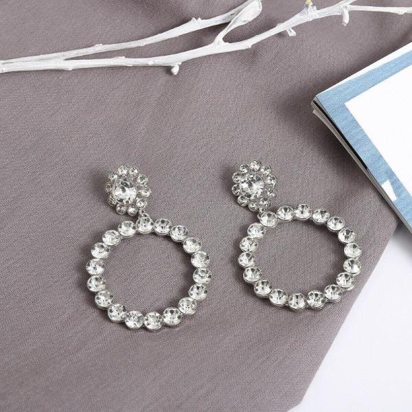 Shimmering Full Rhinestone Circle Dangle Earrings