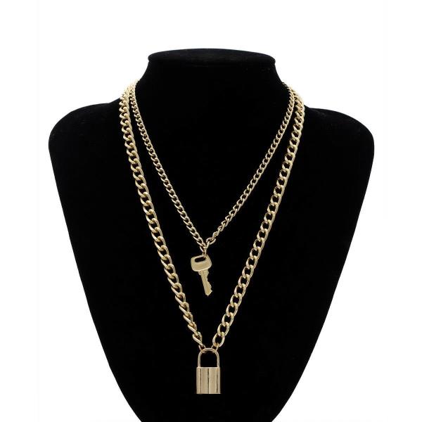 Retro Vintage Metal Key Lock Clavicle Necklace