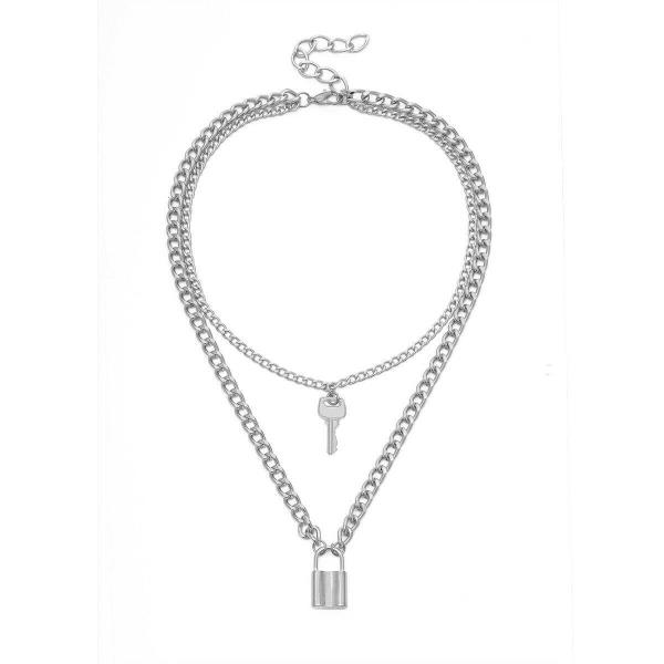 Retro Vintage Metal Key Lock Clavicle Necklace