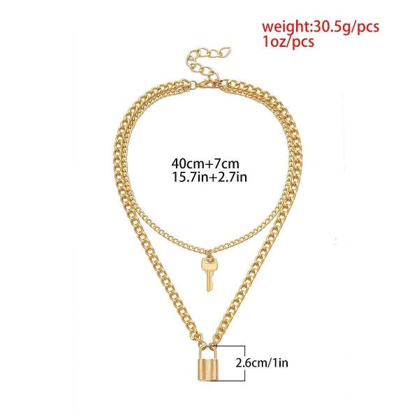 Retro Vintage Metal Key Lock Clavicle Necklace