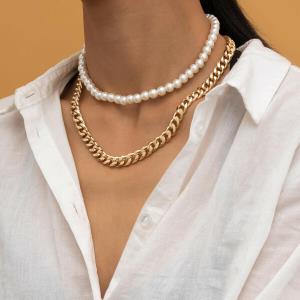 Love Heart Pearl Leather Choker