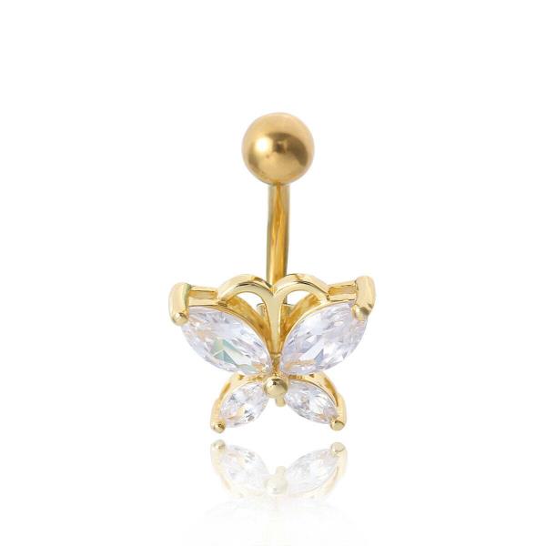 Fashion Shiny Crystal Butterfly Belly Button