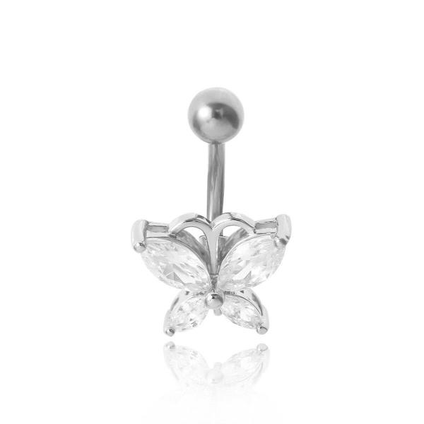 Fashion Shiny Crystal Butterfly Belly Button