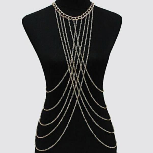 Multi Layer Necklace Crossbody Body Chain