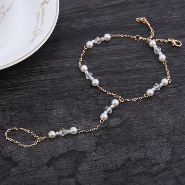 Bohemian Beach Pearl Crystal Anklet