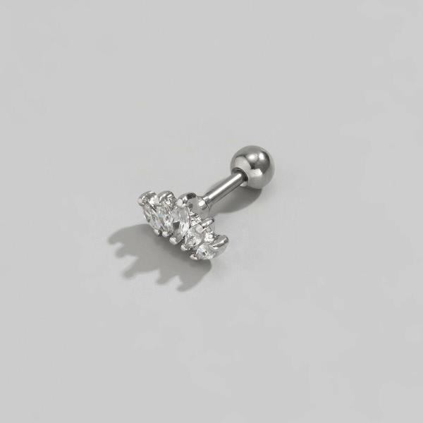 Shiny Chic Punk Silver Crystal Crown Belly Button