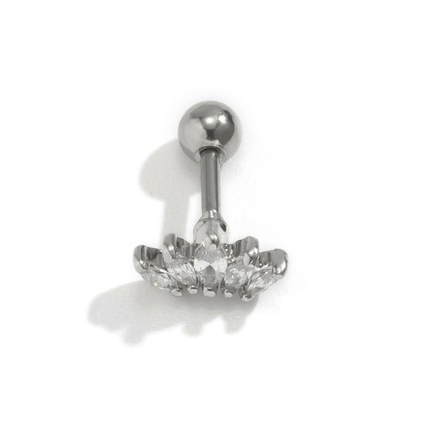 Shiny Chic Punk Silver Crystal Crown Belly Button