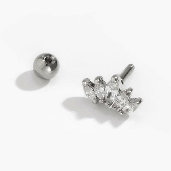 Shiny Chic Punk Silver Crystal Crown Belly Button