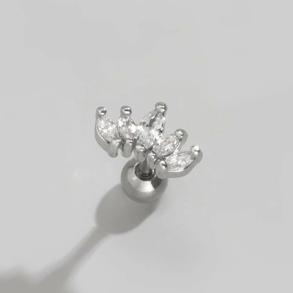 Shiny Chic Punk Silver Crystal Crown Belly Button