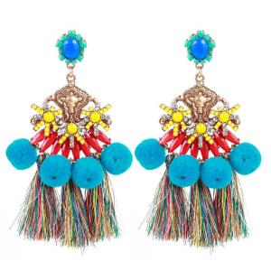 Bohemian Circle Thread Tassel Earrings