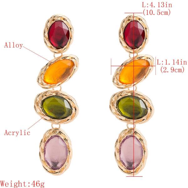 Retro Vintage Multicolour Oval Acrylic Earrings