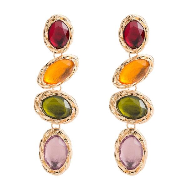 Retro Vintage Multicolour Oval Acrylic Earrings