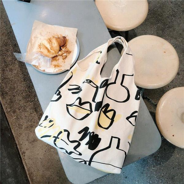 Fashion Durable Graffiti Off White Canvas Open Tote