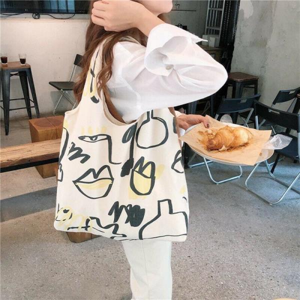 Fashion Durable Graffiti Off White Canvas Open Tote