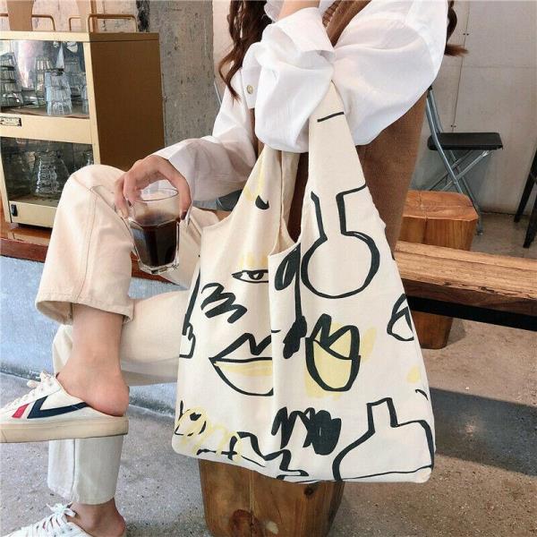 Fashion Durable Graffiti Off White Canvas Open Tote