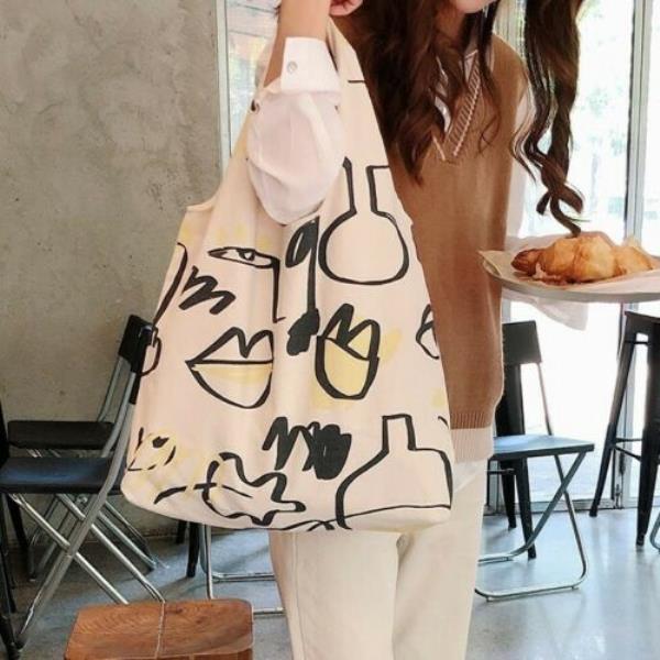 Fashion Durable Graffiti Off White Canvas Open Tote