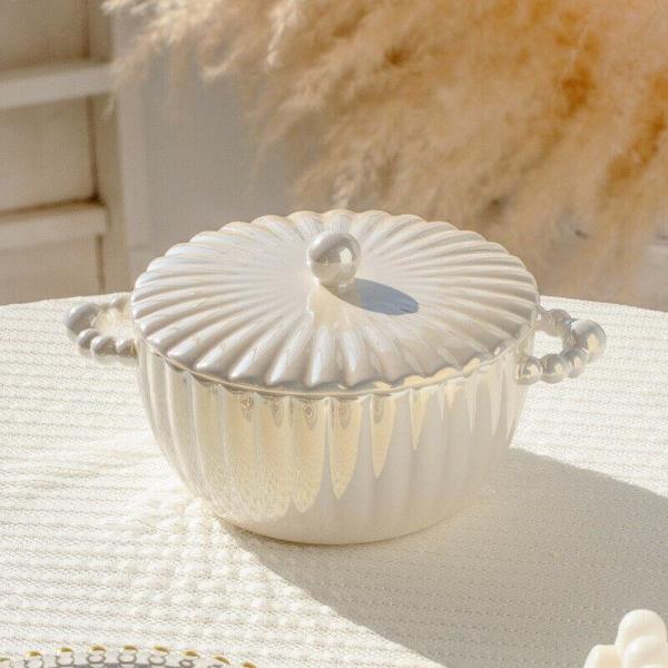 Pearl Gradual Colour Shell Stripes Ceramic Pot