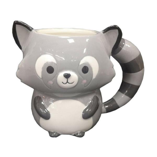 Cartoon Grey Raccoon 3D Ceramic Drinking Mug