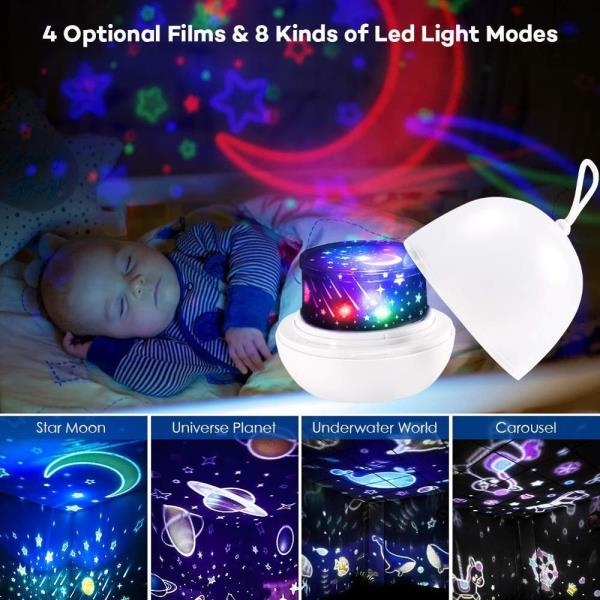 USB Galaxy 360 Degree Rotating Projector Star LED Night Light