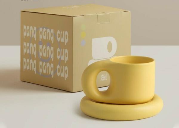 Modern Chubby Ceramic Drink Mug Plate Set