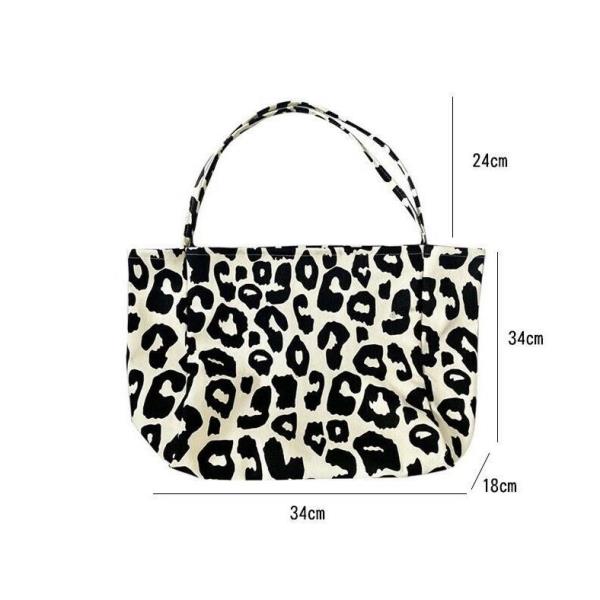 Durable Cream Leopard Print Large Canvas Bag