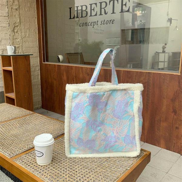 Retro Vintage Purple 3D Leaf Oil Painting Tote Bag