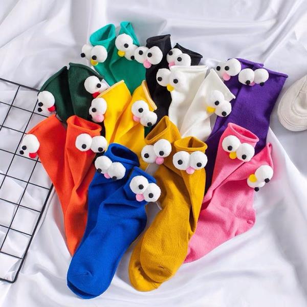 Cartoon 3D Eye Mid Calf Socks