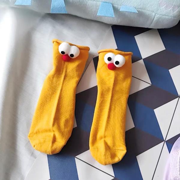 Cartoon 3D Eye Mid Calf Socks