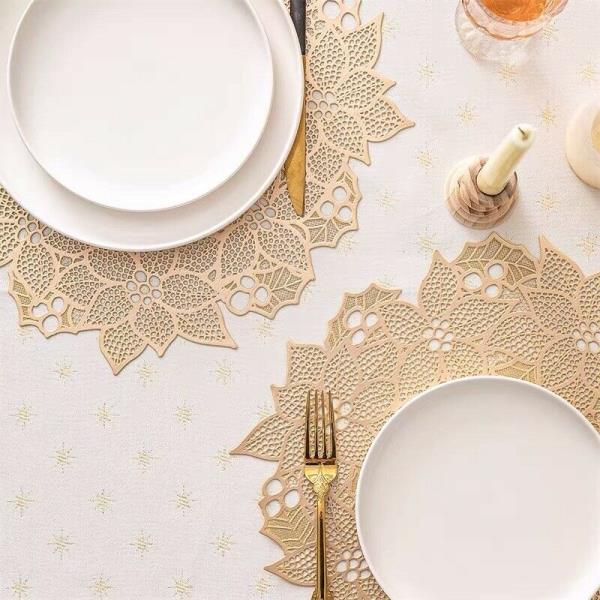 6 Hollow Leaf PVC Table Dining Placemats