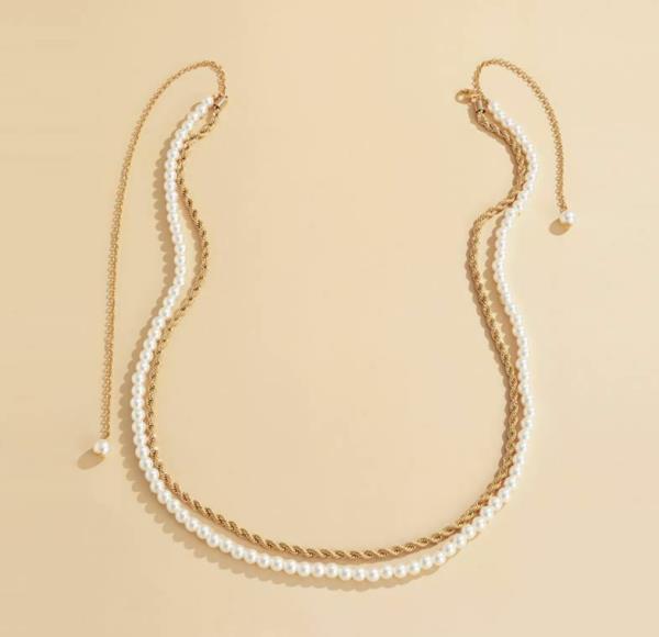 Retro Pearl Tassel Waist Chain Belt 