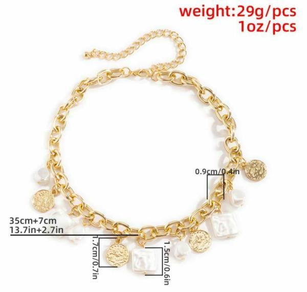 Baroque Retro Vintage Imitation Pearl Tag Coin Necklace