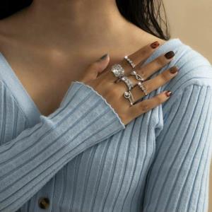 Double Layer Silver Rhinestone Ring