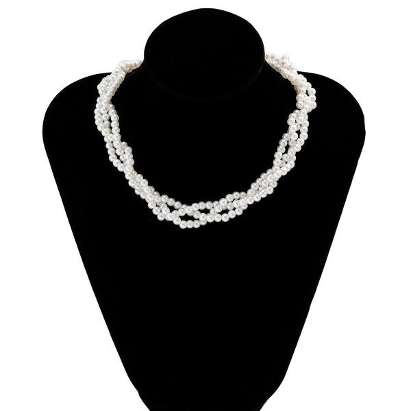 White Imitation Pearl Twist Woven Clavicle Necklace