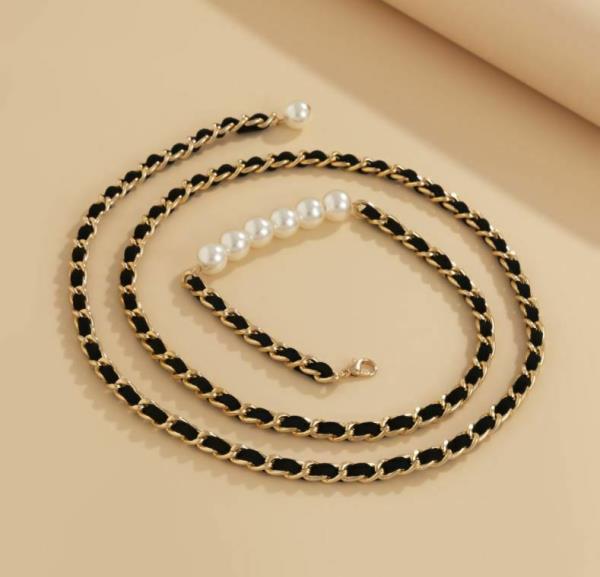 Retro Imitation Pearl Twist Belt