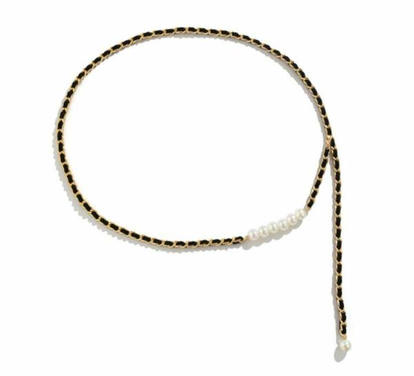 Retro Imitation Pearl Twist Belt