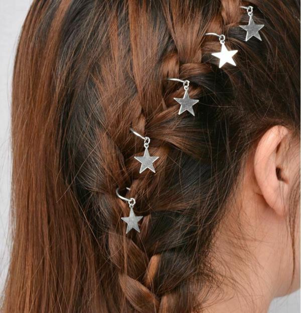 5 Star Shell Braid Leaf Mini Circle Hair Pins