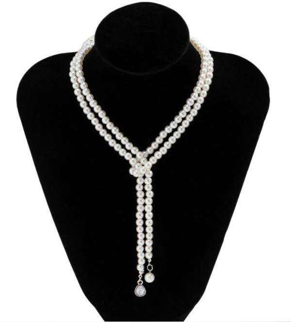 Retro Vintage Double Layer White Pearl Necklace