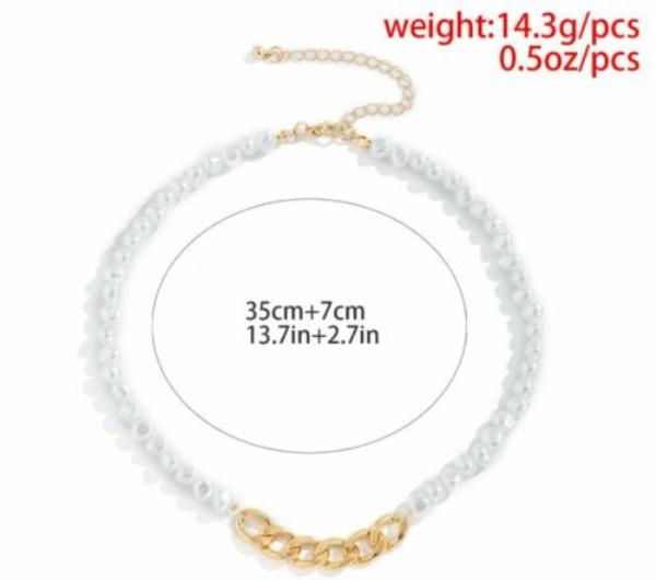 Retro Vintage Chic White Pearl Chain Clavicle Necklace