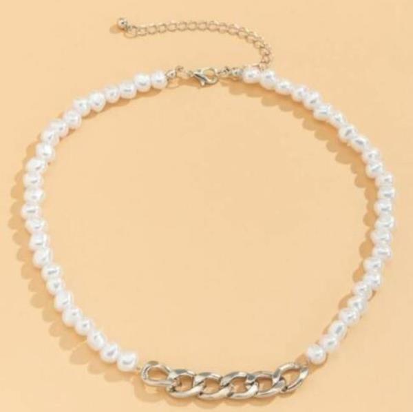 Retro Vintage Chic White Pearl Chain Clavicle Necklace