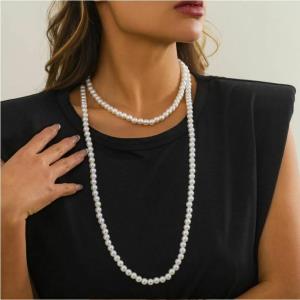 Retro Vintage White Faux Pearl Necklace