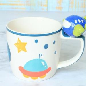 Cartoon Rainbow Ceramic Mug With Lid Spoon