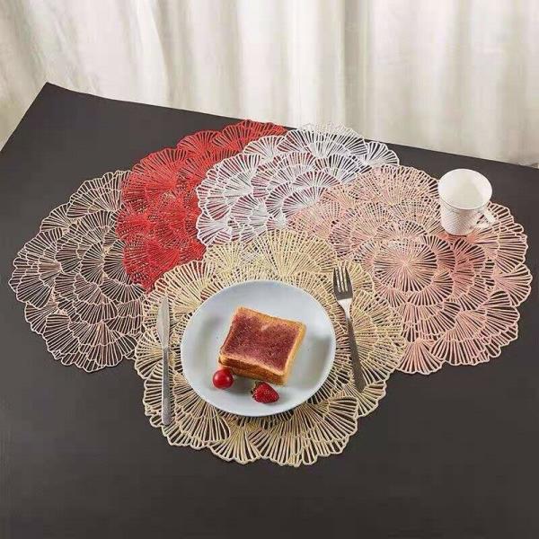 4 PVC Woven Hollow Flower Table Dining Placemats