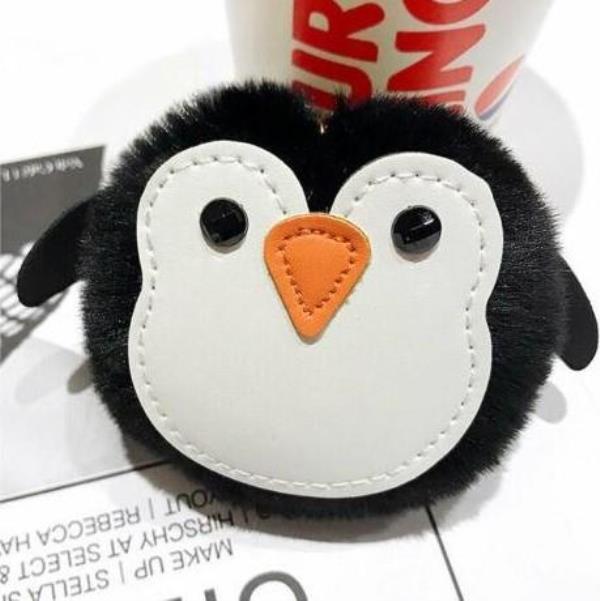 Cute Animal Fluffy Leather Fur Ball Keyring