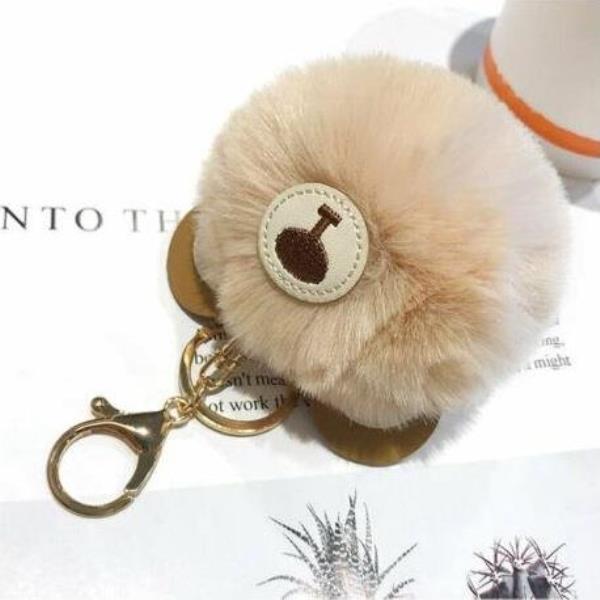 Cute Animal Fluffy Leather Fur Ball Keyring