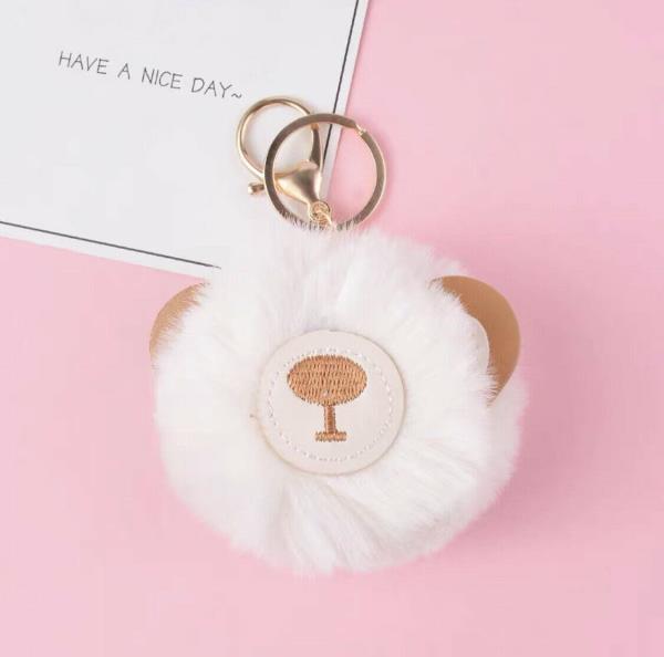 Cute Animal Fluffy Leather Fur Ball Keyring