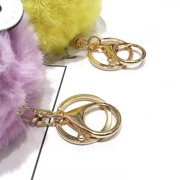 Cute Animal Fluffy Leather Fur Ball Keyring