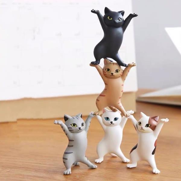 4 Cat Figurine Pen Brush Holders