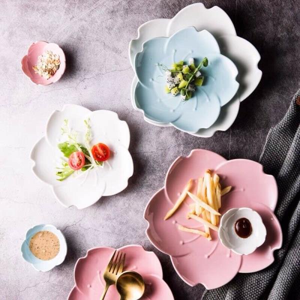 3 Pcs Blossom Flower Ceramic Dining Tableware Plate Set